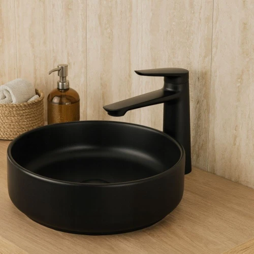 Bateria łazienkowa niska GRANITE SINK EVONA - czarna