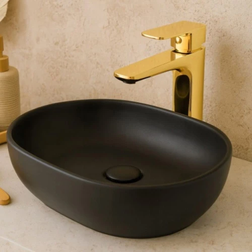 Bateria łazienkowa niska GRANITE SINK Kubon - złota