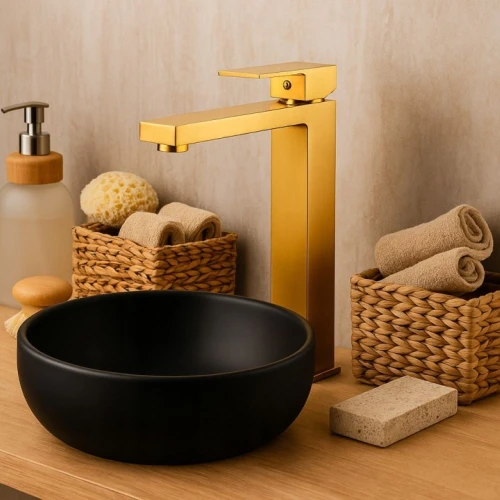 Bateria łazienkowa wysoka GRANITE SINK Kubin - złota