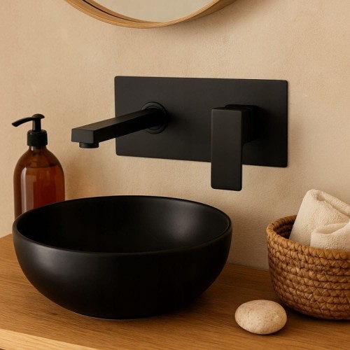 Bateria łazienkowa umywalkowa podtynkowa GRANITE SINK Kubin - czarna