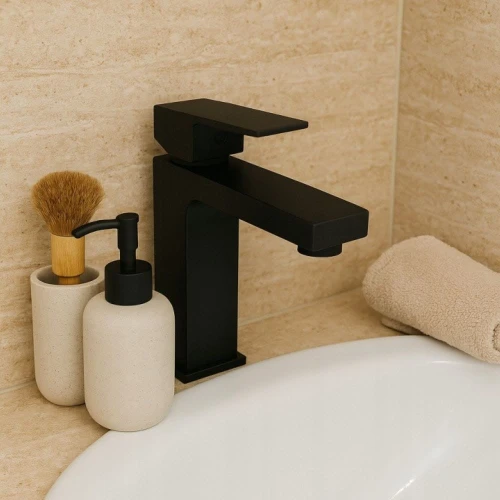 Bateria łazienkowa niska GRANITE SINK Kubin - czarna