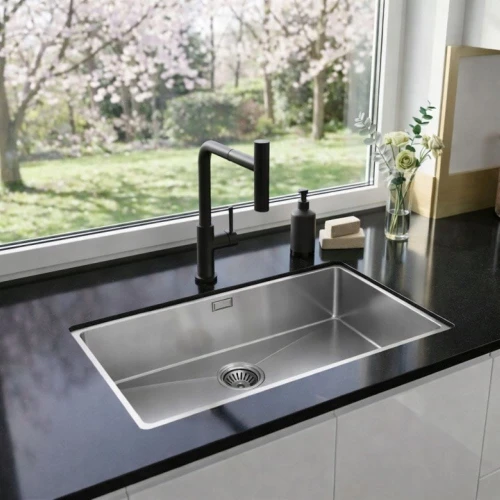 Zlewozmywak Jednokomorowy TUZI-IX Stalowy Podwieszany 74 x 44 cm Inox PVD