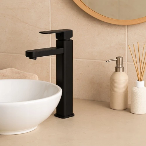 Bateria łazienkowa GRANITE SINK karon wysoka - czarny