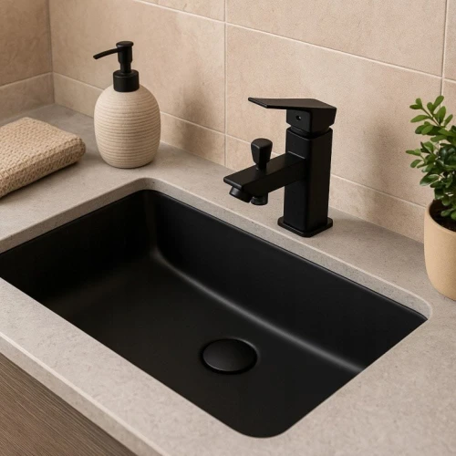 Bateria łazienkowa wannowo umywalkowa GRANITE SINK karon - czarna