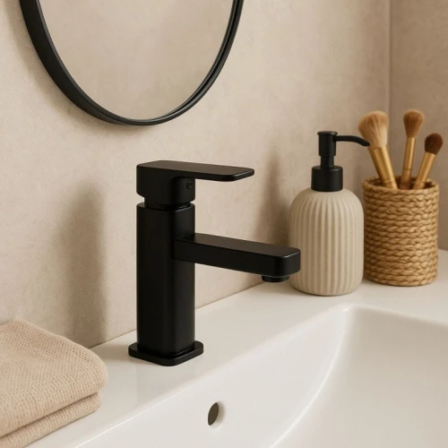 Bateria łazienkowa GRANITE SINK karon niska - czarna