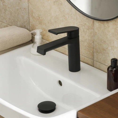 Bateria łazienkowa niska GRANITE SINK Anelo - czarna
