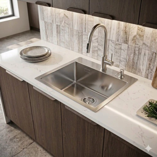 Zlewozmywak Jednokomorowy LAPTI-IX Stalowy Wpuszczany 40 x 50 cm Inox PVD