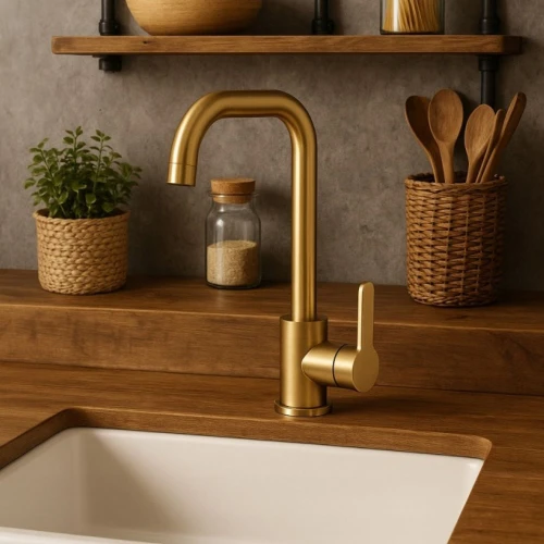 Bateria kuchenna Granite Sink Stella - Szczotkowane złoto