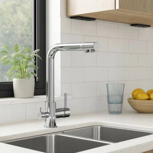 Bateria kuchenna Granite Sink Sima trójdrożna stała wylewka mosiężna chrom