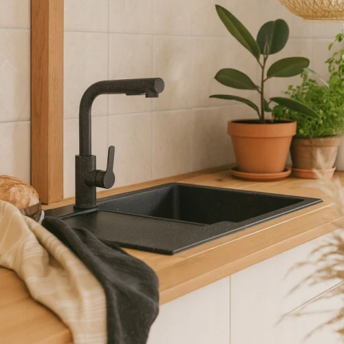 Bateria kuchenna wyciągana wylewka GRANITE SINK do zlewozmywaka SIMA granit