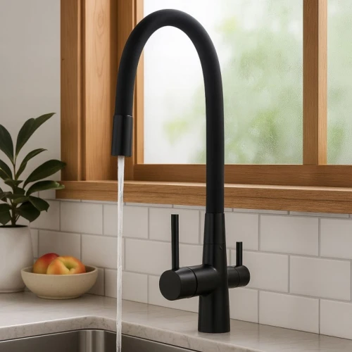 Bateria kuchenna Flexar trójdrożny Granite Sink obrotowa wylewka 360 czarna