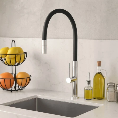 Bateria kuchenna Flexar Slim ergonomiczna wylewka obrotowa 360° kolor chrom