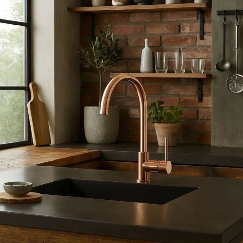 Bateria kuchenna Delta Granite Sink różowe złoto