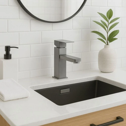 Bateria umywalkowa niska GRANITE SINK stojąca - chromowa matowa