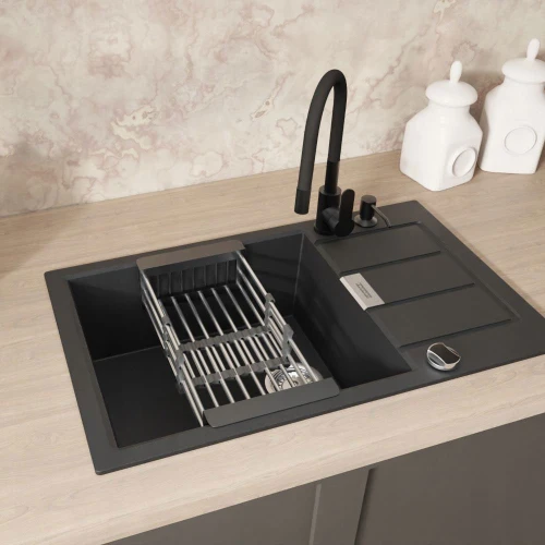 Zlewozmywak Franke S2D 611-78 XL - bateria elastyczna - dozownik - ociekarka