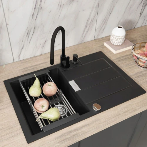 Zlewozmywak FRANKE S2D 611-78 - Bateria elastyczna - dozownik - koszyk - syfon