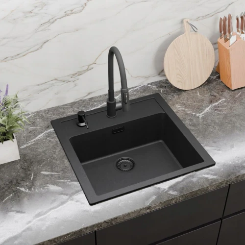 Zlewozmywak FRANKE Sid 610 z baterią elastyczną dozownikiem + czarny syfon