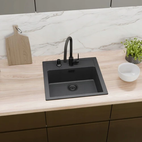 Zestaw - Zlewozmywak Franke Sid 610 - bateria - dozownik - koszyk - czarny odpływ