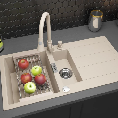 Zestaw - Zlewozmywak Franke S2D 651-100 Beż - bateria wyciągana - dozownik - koszyk