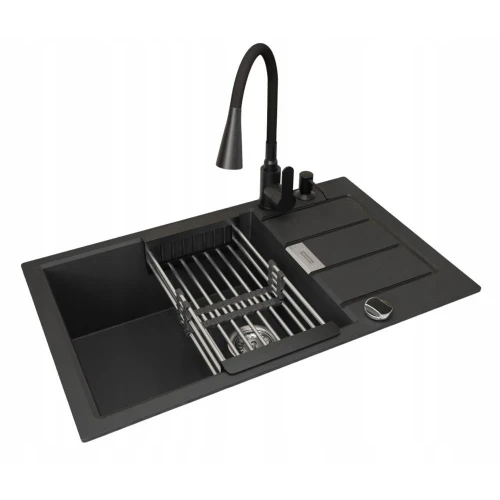 Zlew Franke S2D Slim 611-78 XL -Bateria elastyczna - dozownik - ociekarka