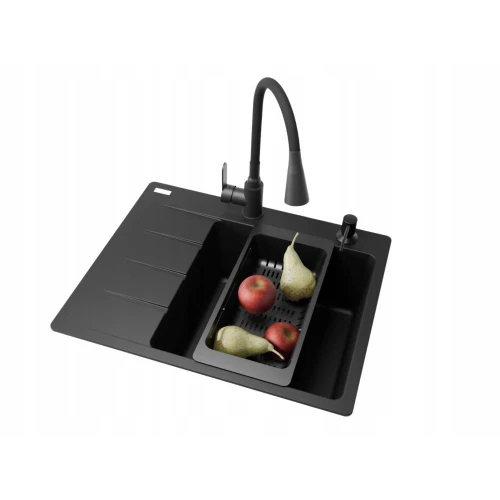 Zlewozmywak j Franke CNG 611-62 TL KP czarny mat - bateria - dozownik - koszyk