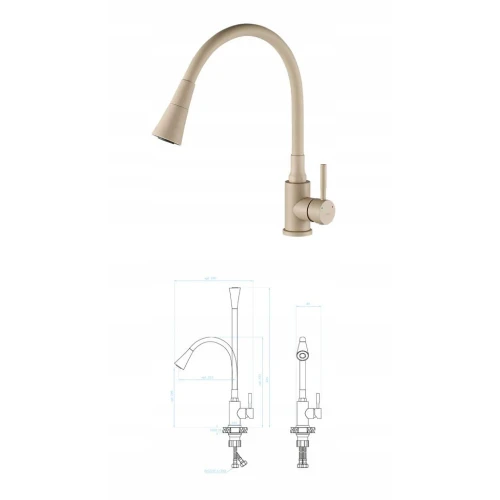 Zestaw - Zlewozmywak podwieszany Franke SID 110-50 beżowy - bateria elastyczna - dozownik