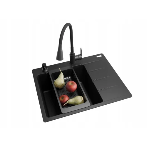 Zlewozmywak j Franke CNG 611-62 TL czarny mat bateria - dozownik - koszyk