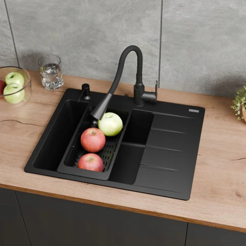 Zlewozmywak j Franke CNG 611-62 TL czarny mat bateria - dozownik - koszyk