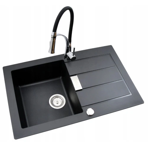 Zestaw - Zlewozmywak FRANKE Sirius S2D 611-78 tectonite onyx - Bateria - Syfon