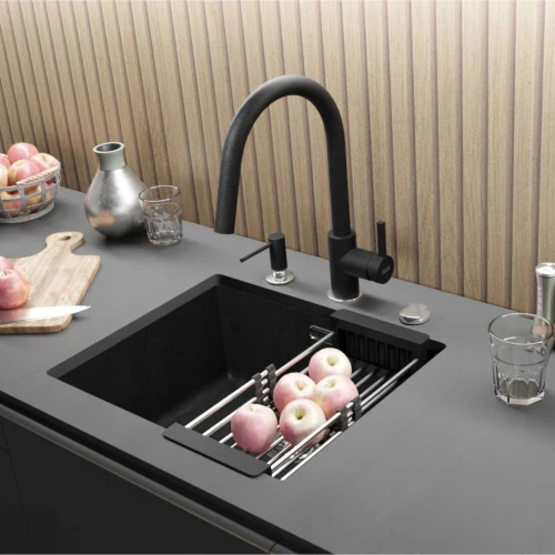 Zlewozmywak podwieszany Franke SID 110-50 onyx - bateria Lina Pull - akcesoria