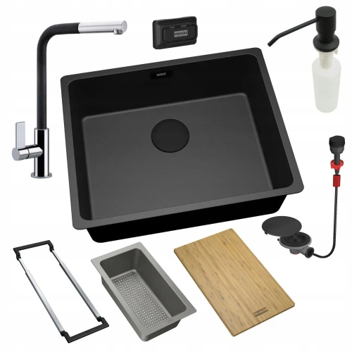 Zestaw - zlew podblatowy Franke MRG 210 - bateria Linea 2 - dozownik - syfon