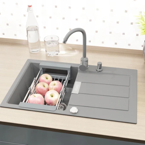 Zestaw - Zlewozmywak FRANKE S2D 611- 78 Szary - dozownik - koszyk