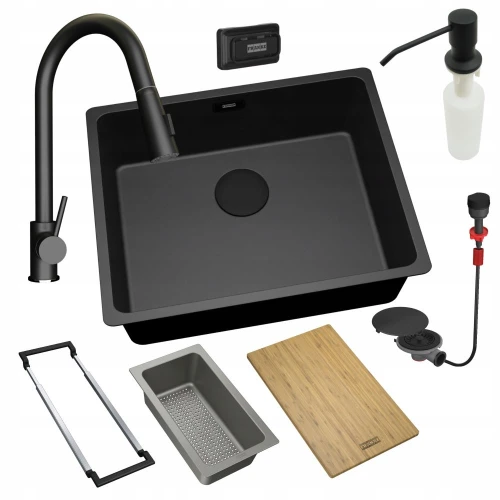 Zestaw - zlew podblatowy Franke MRG 210 - bateria Snake Slim - dozownik - syfon