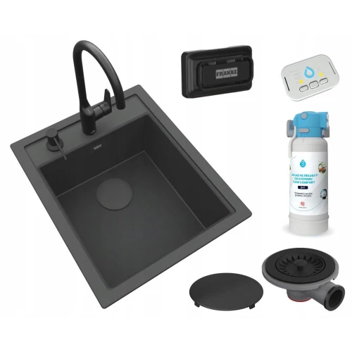 Zestaw - zlew Franke Sid 610-36 - bateria trójdrożna Claro - dozownik - filtr Dafi