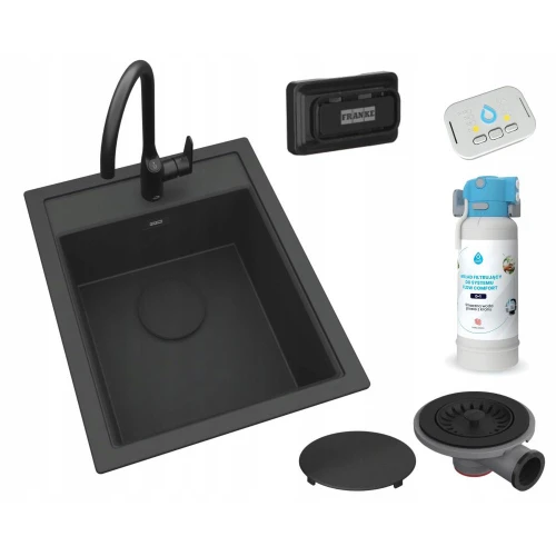 Zestaw - zlew Franke Sid 610-36 - bateria trójdrożna Claro - filtr Dafi