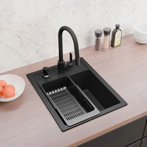 Zestaw - zlew Franke Sid 610-36 - bateria Grado - dozownik - koszyk