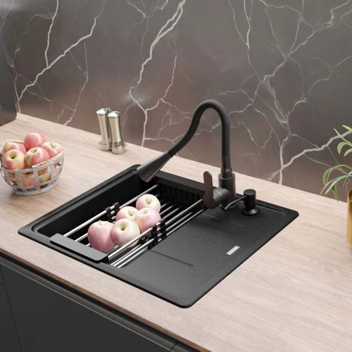 Zestaw - zlew Franke BFG 611-62 onyx - bateria kuchenna - dozownik - koszyk