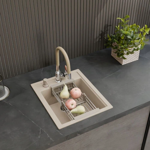 Zestaw - zlew Franke SID 610-40 /36 beż - bateria Grado - dozownik - koszyk