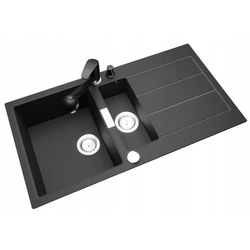 Zestaw - zlew podblatowy Franke S2D 651-100 - bateria Hand - dozownik - syfon