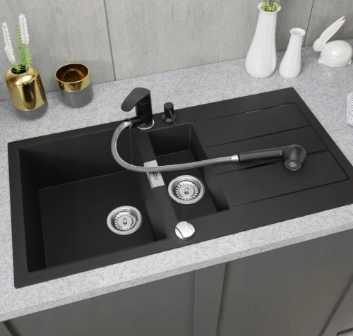 Zestaw - zlew podblatowy Franke S2D 651-100 - bateria Hand - dozownik - syfon