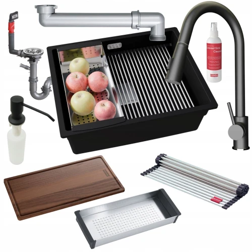 Zestaw - Zlewozmywak Franke podwieszany KNG 110-52 - bateria Snake Slim - dozownik