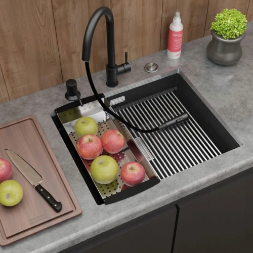 Zestaw - Zlewozmywak Franke podwieszany KNG 110-52 - bateria Snake Slim - dozownik