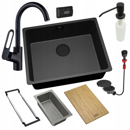 Zestaw - zlew podwieszany Franke MRG 210 - bateria Tierra - dozownik - syfon